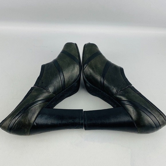 Womens 8B Vince Camuto Godiva Pump Dark‎ Gray Leather Peep Toe 4" High Heels - Picture 6 of 10